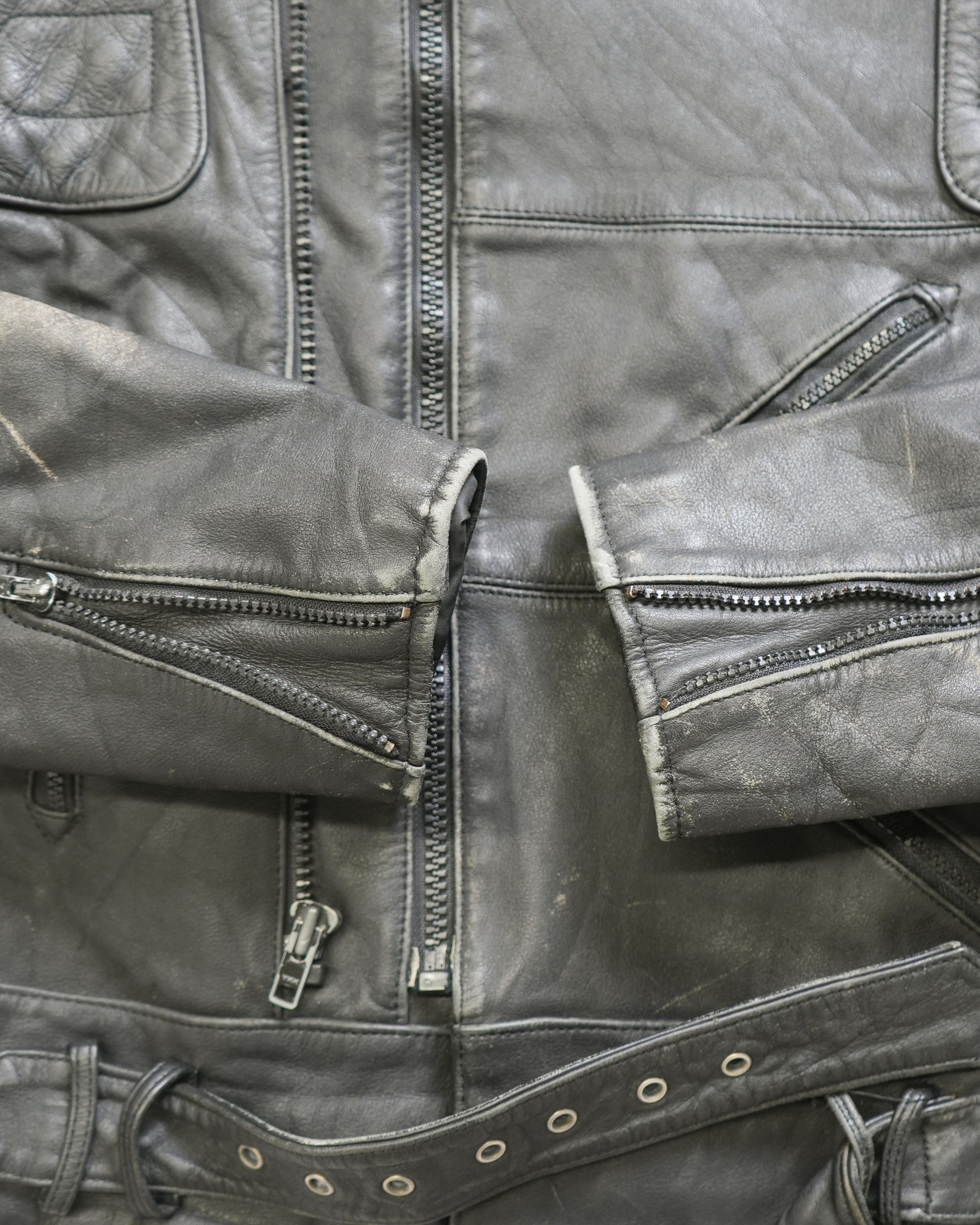 90s Wilsons Leather Biker Jacket - Men's Large