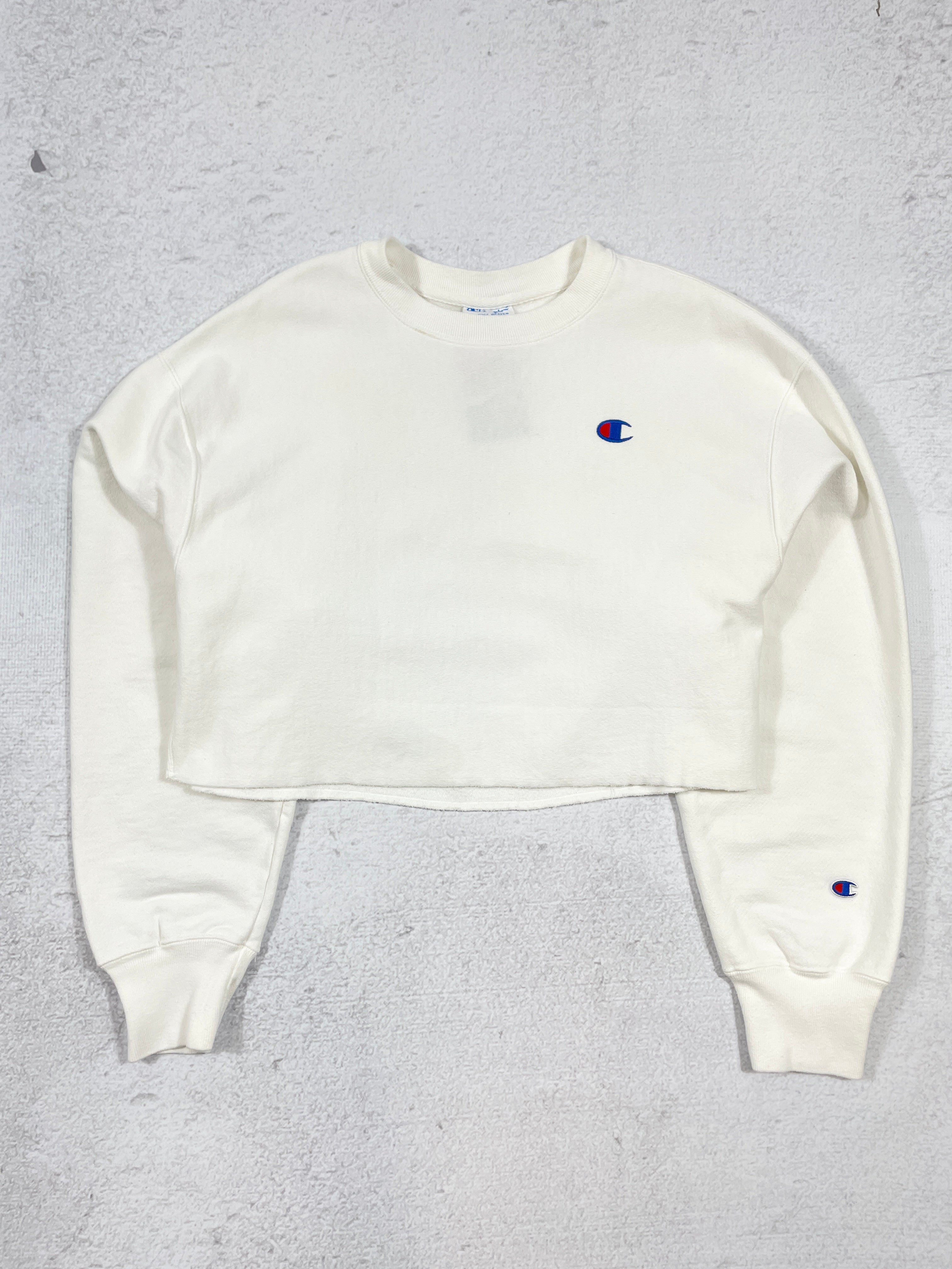 Vintage Champion Cropped Reverse Weave Crewneck Sweatshirt - Women's Large
