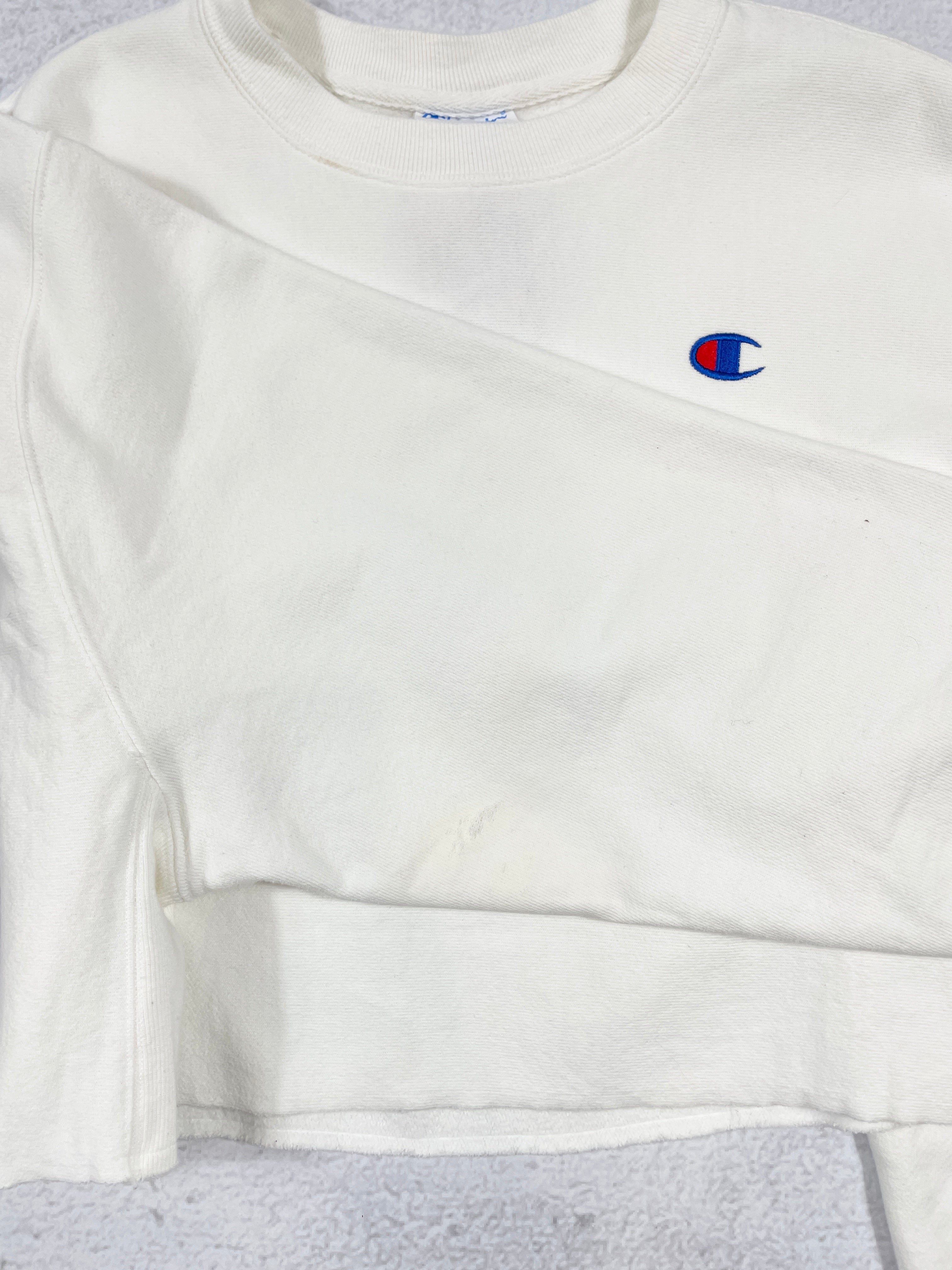 Vintage Champion Cropped Reverse Weave Crewneck Sweatshirt - Women's Large