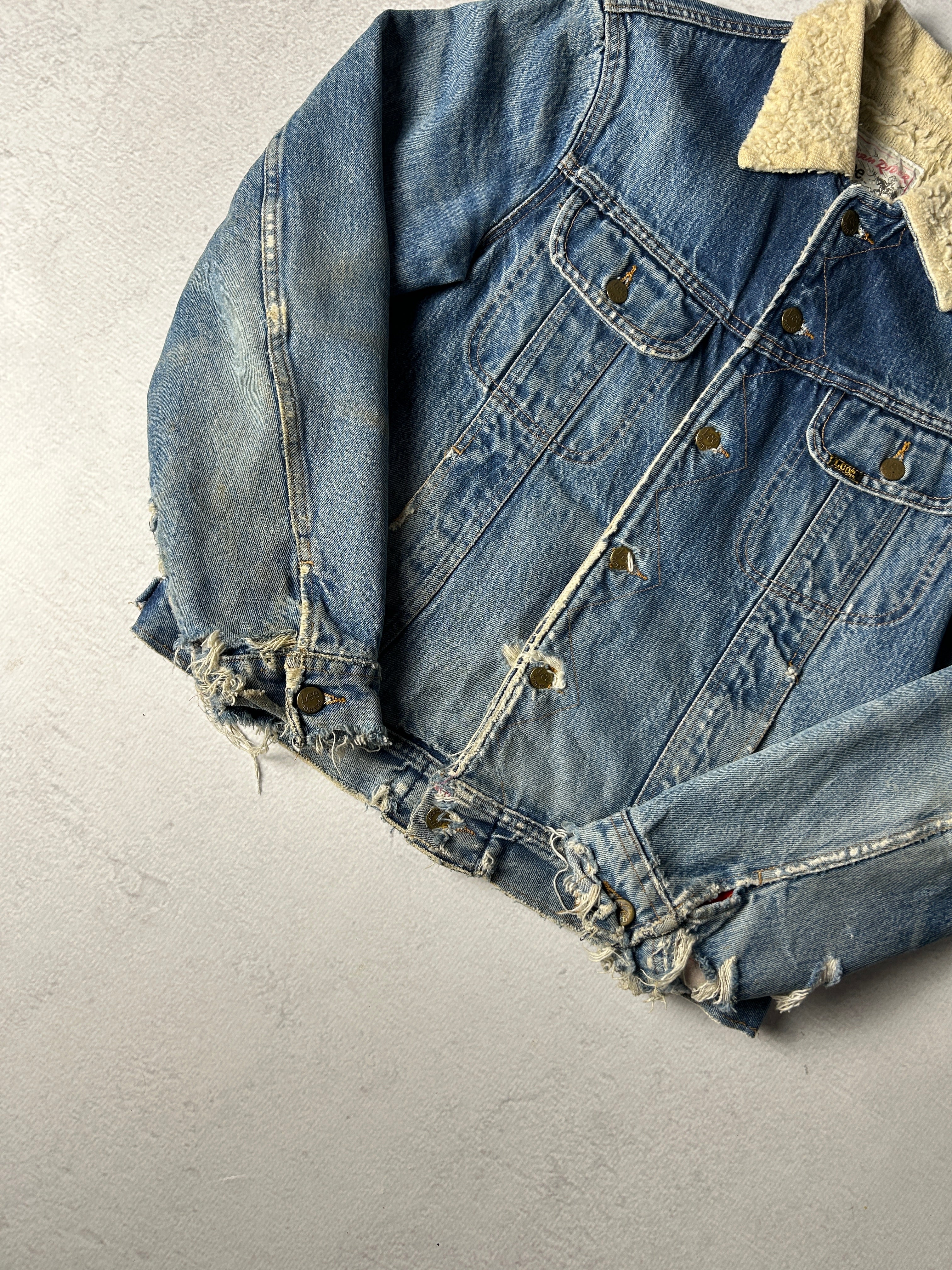 Vintage Lee Sherpa Lined Denim Jacket - Men's Medium