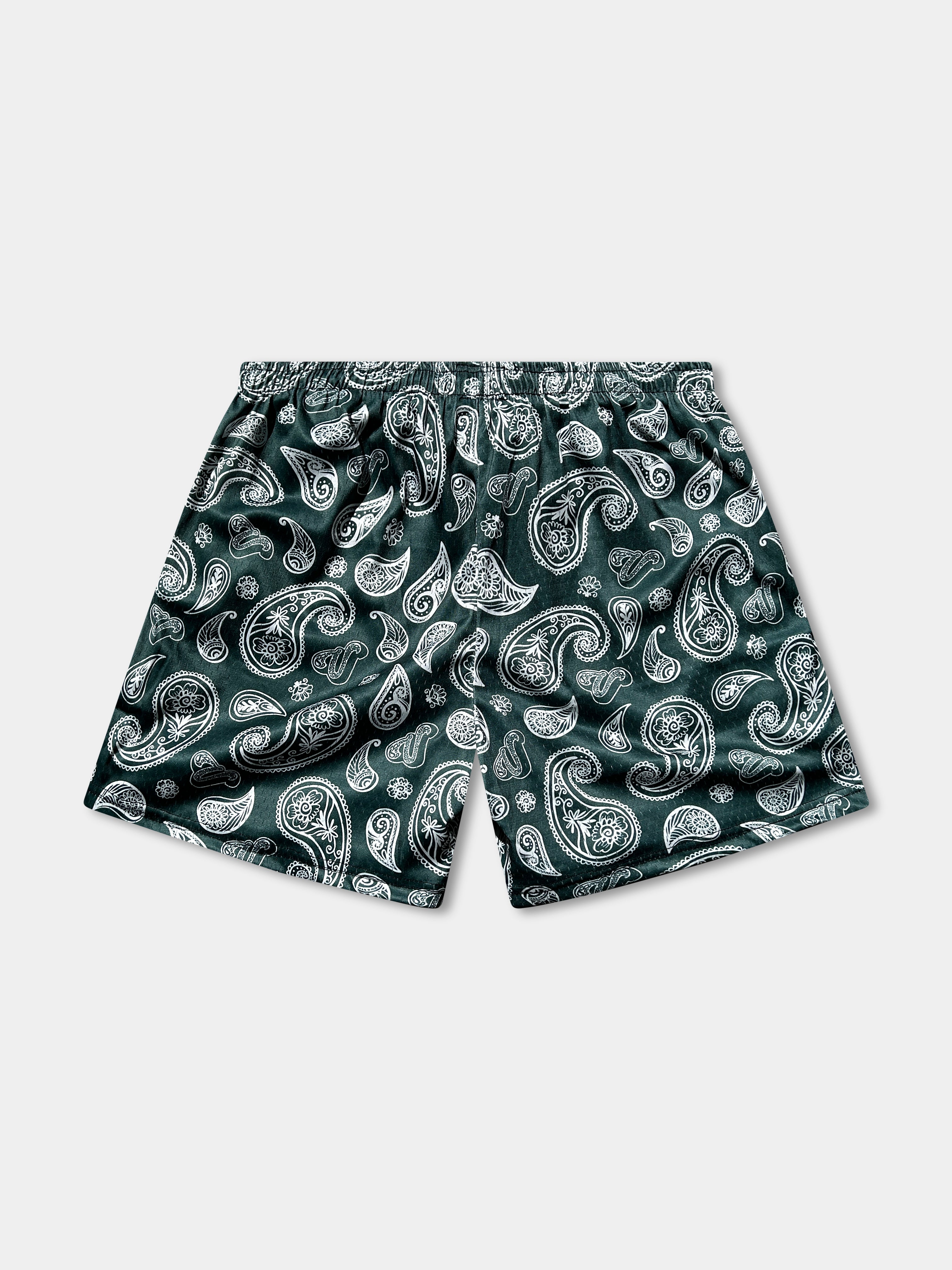 Vibn Paisley Heavyweight Mesh Shorts - Pine