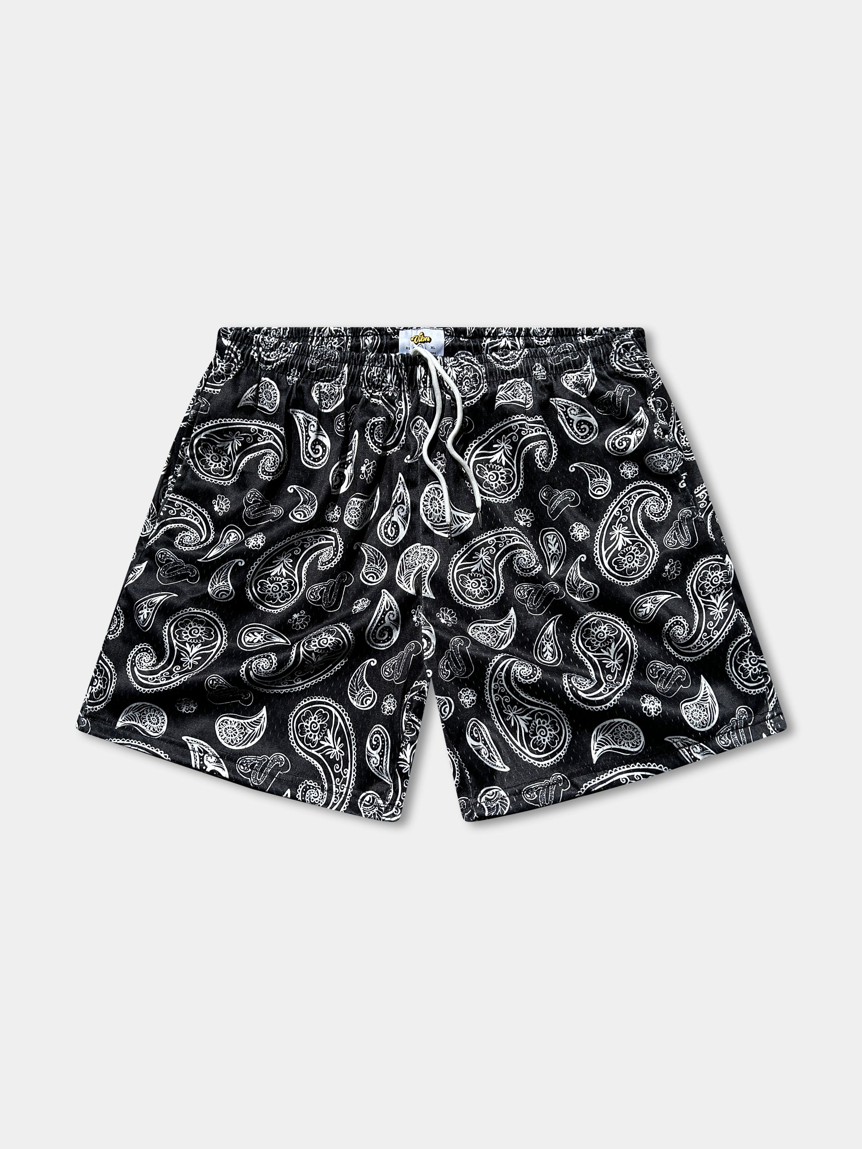 Vibn Paisley Heavyweight Mesh Shorts - Onyx