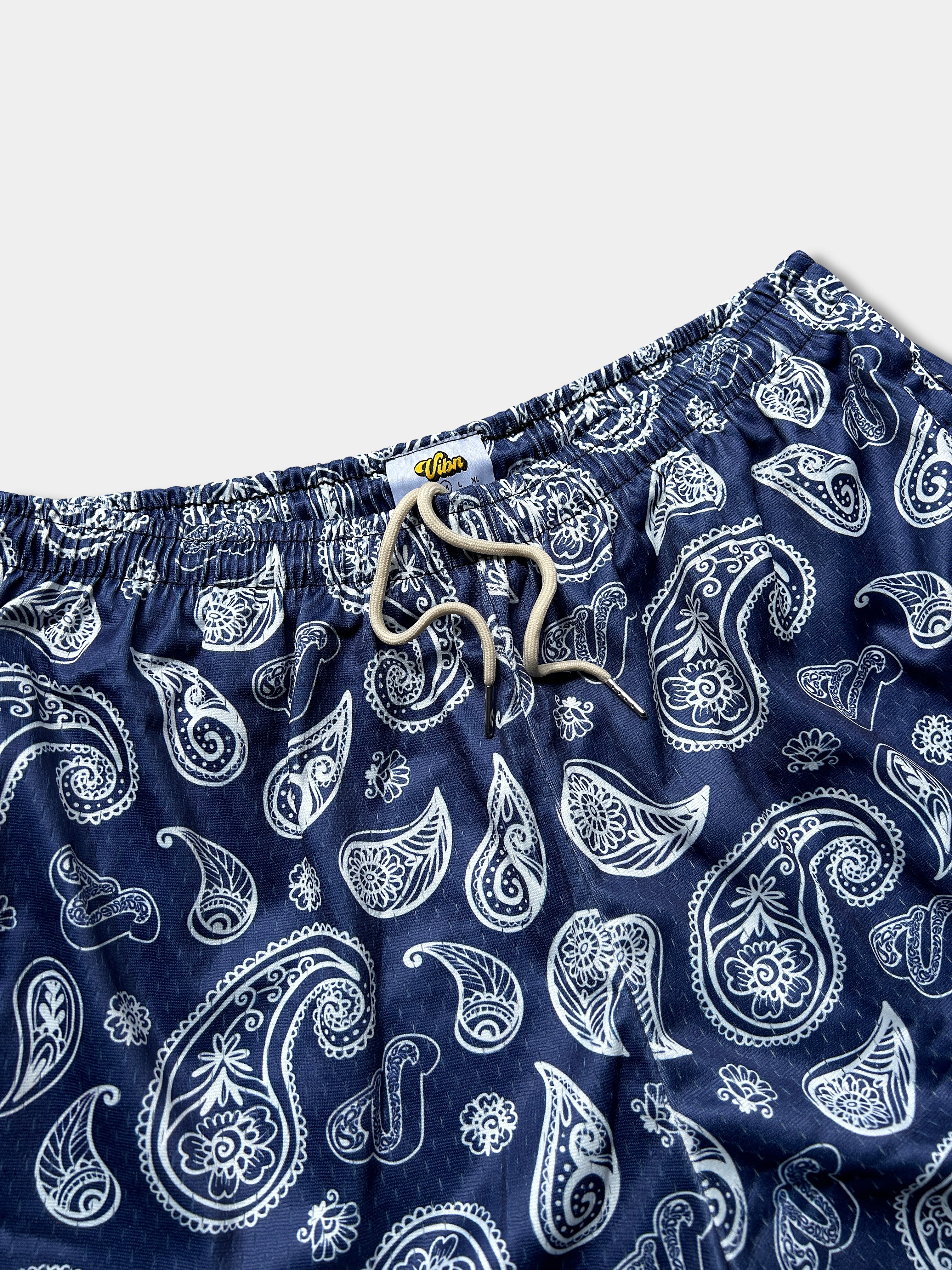 Vibn Paisley Heavyweight Mesh Shorts - Azure
