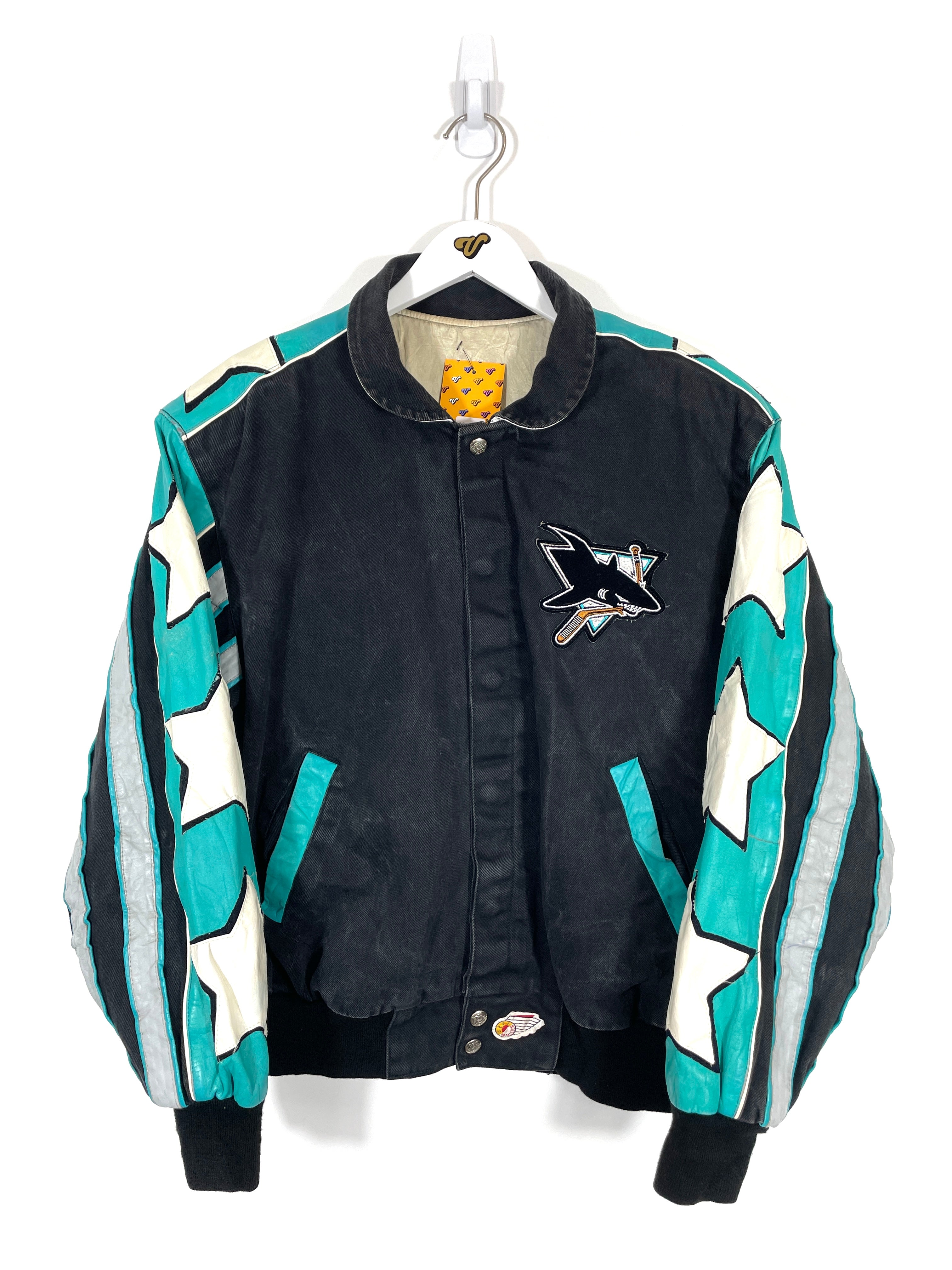 Vintage NHL Jeff Hamilton San Jose Sharks Leather Jacket - Men's Medium