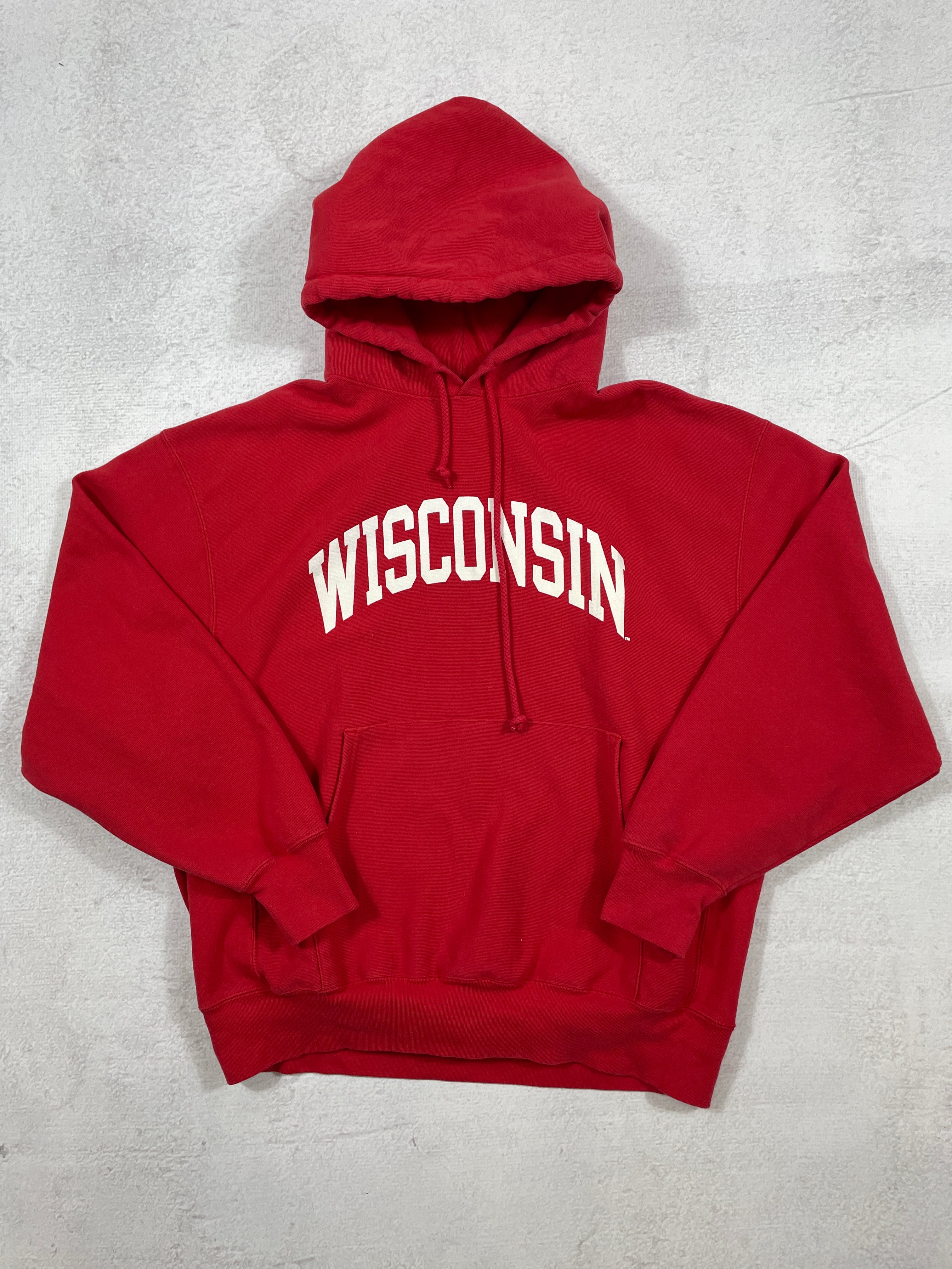 Vintage Champion Wisconsin Reverse Weave Hoodie - Men's XL
