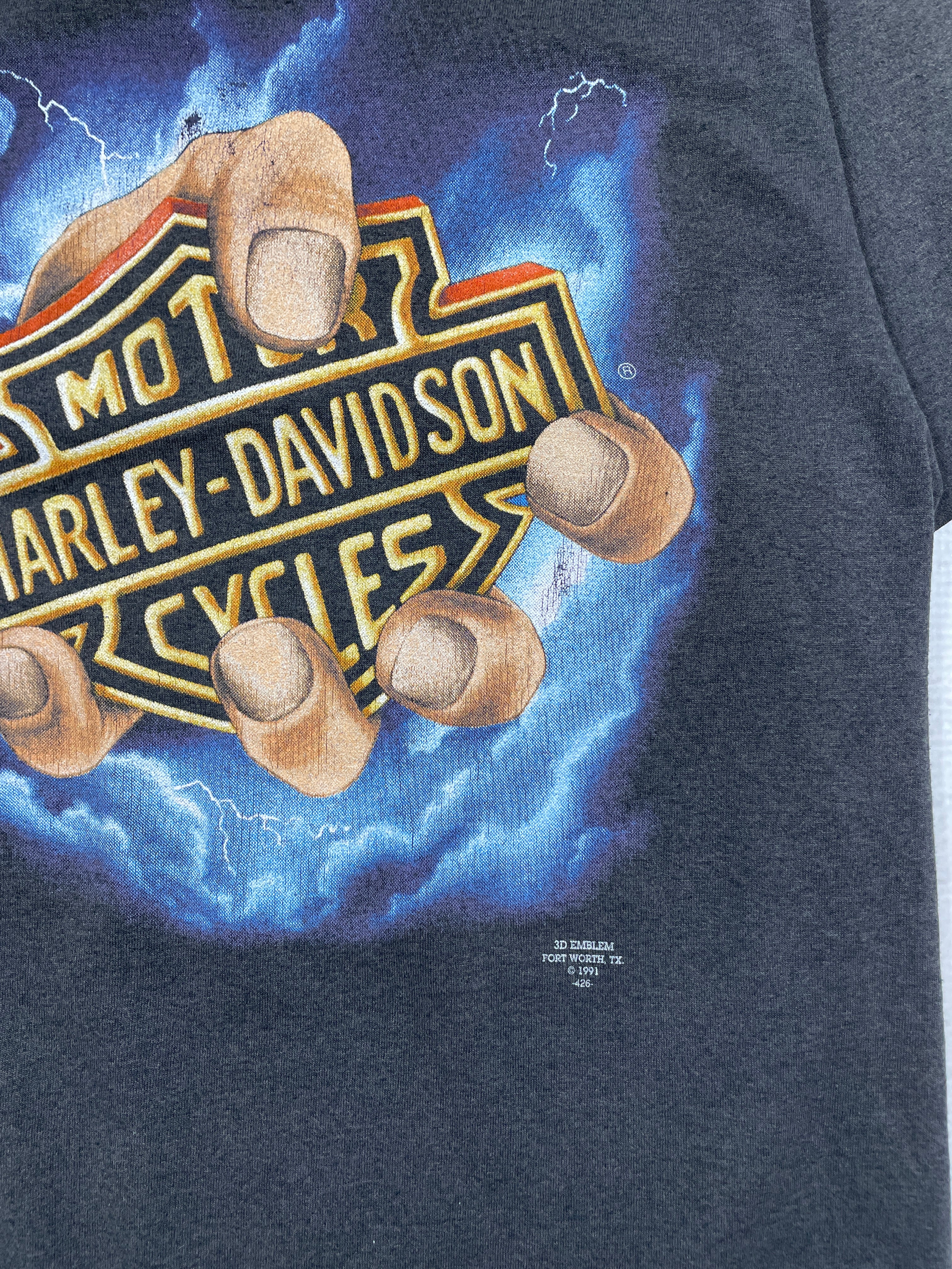 Vintage 1991 Harley Davidson 3D Emblem T-Shirt - Men's Small