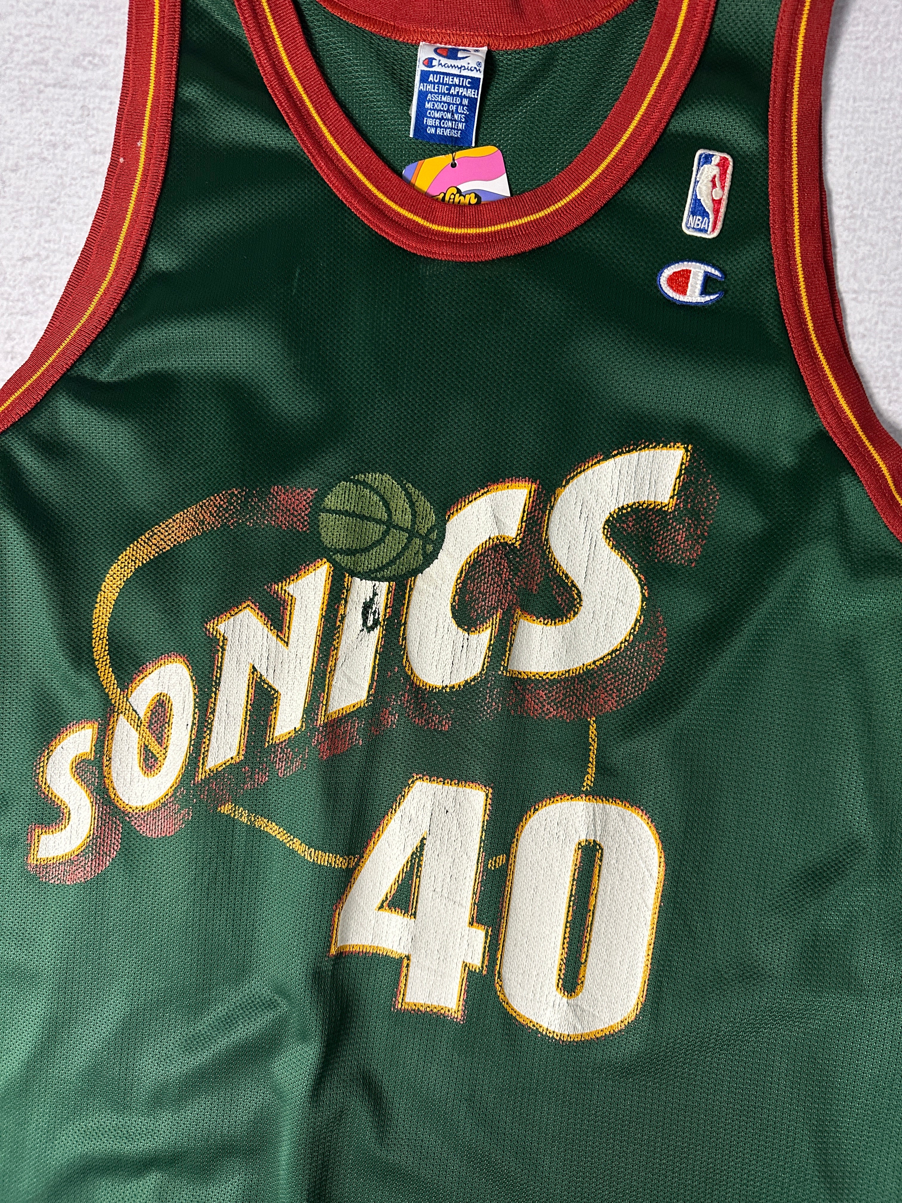 Vintage Champion NBA Seattle Supersonics Shawn Kemp #40 - Men's Large