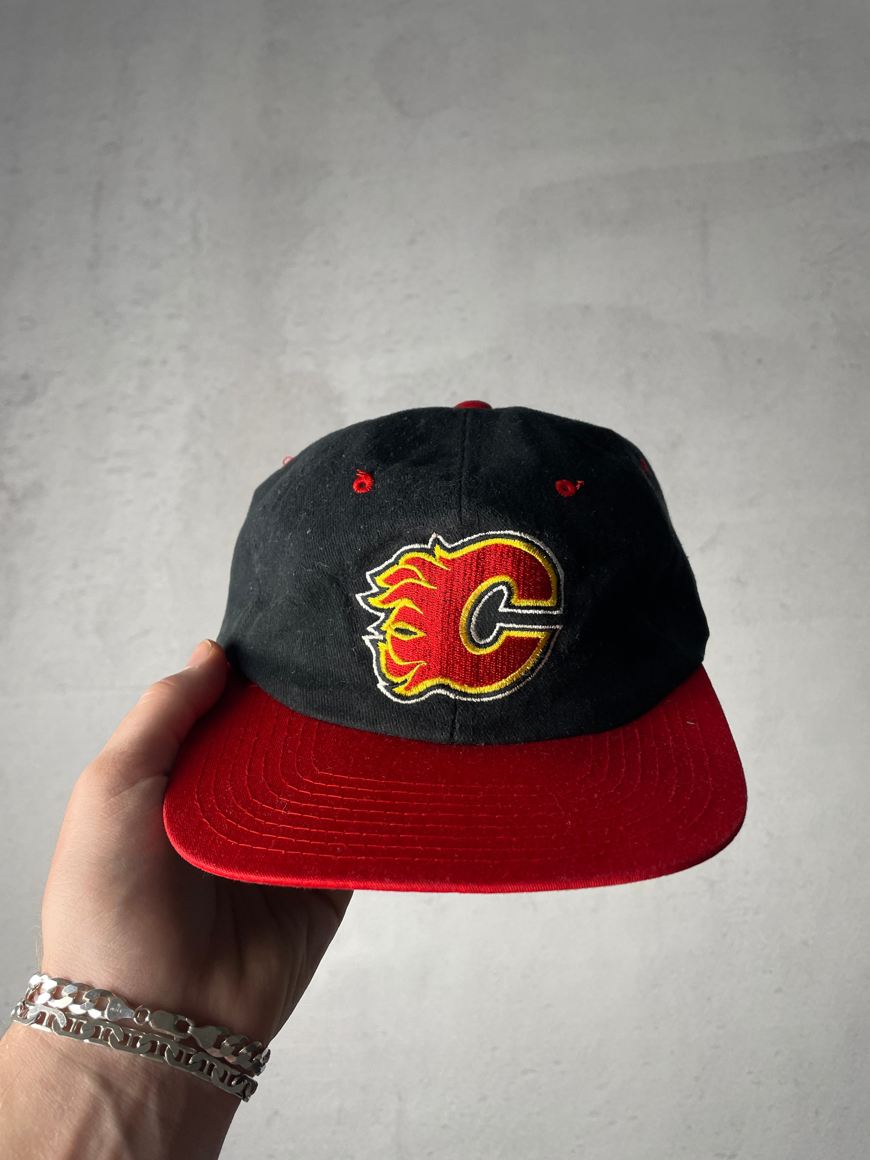 Vintage NHL Calgary Flames Strap-Back Hat - Adjustable