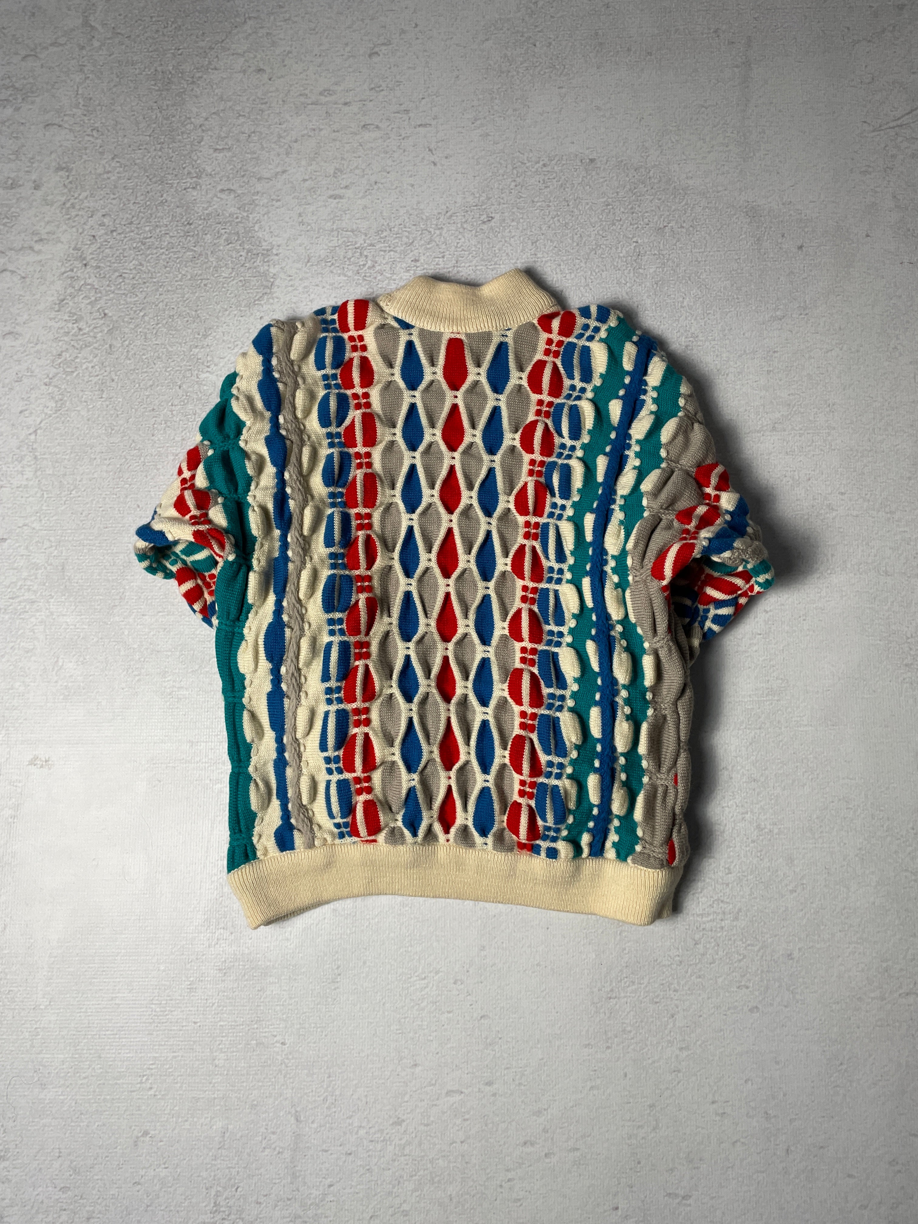 Vintage Coogi 3D Knitted Mockneck Sweater - Men's Small