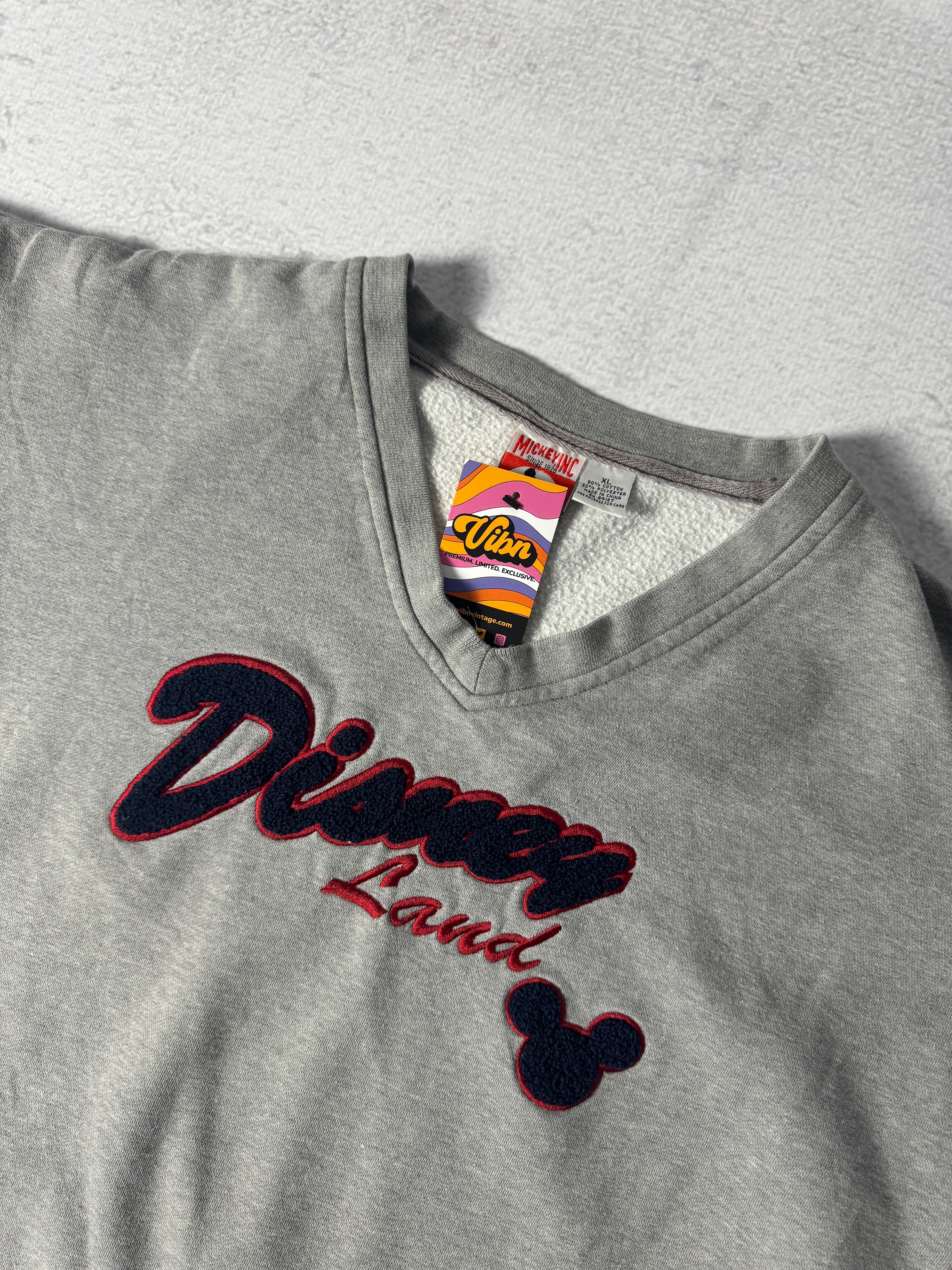 Vintage Disney Land V-Neck Sweatshirt - Women's XL