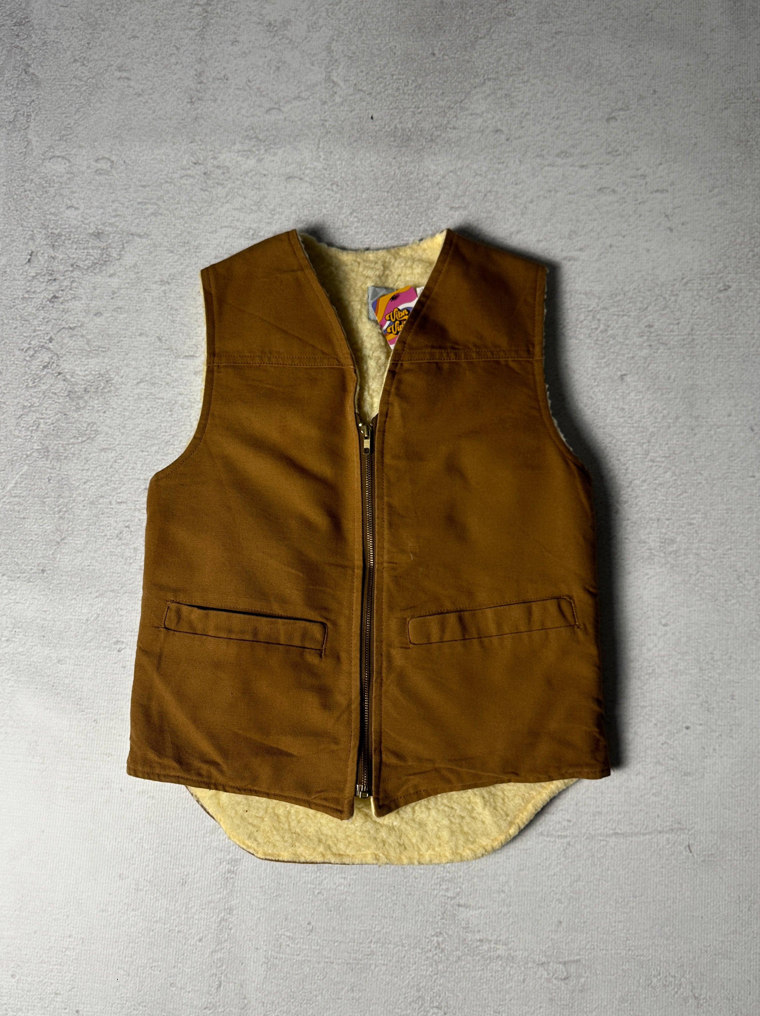 Vintage Carhartt Sherpa Lined Denim Vest - Men's Small
