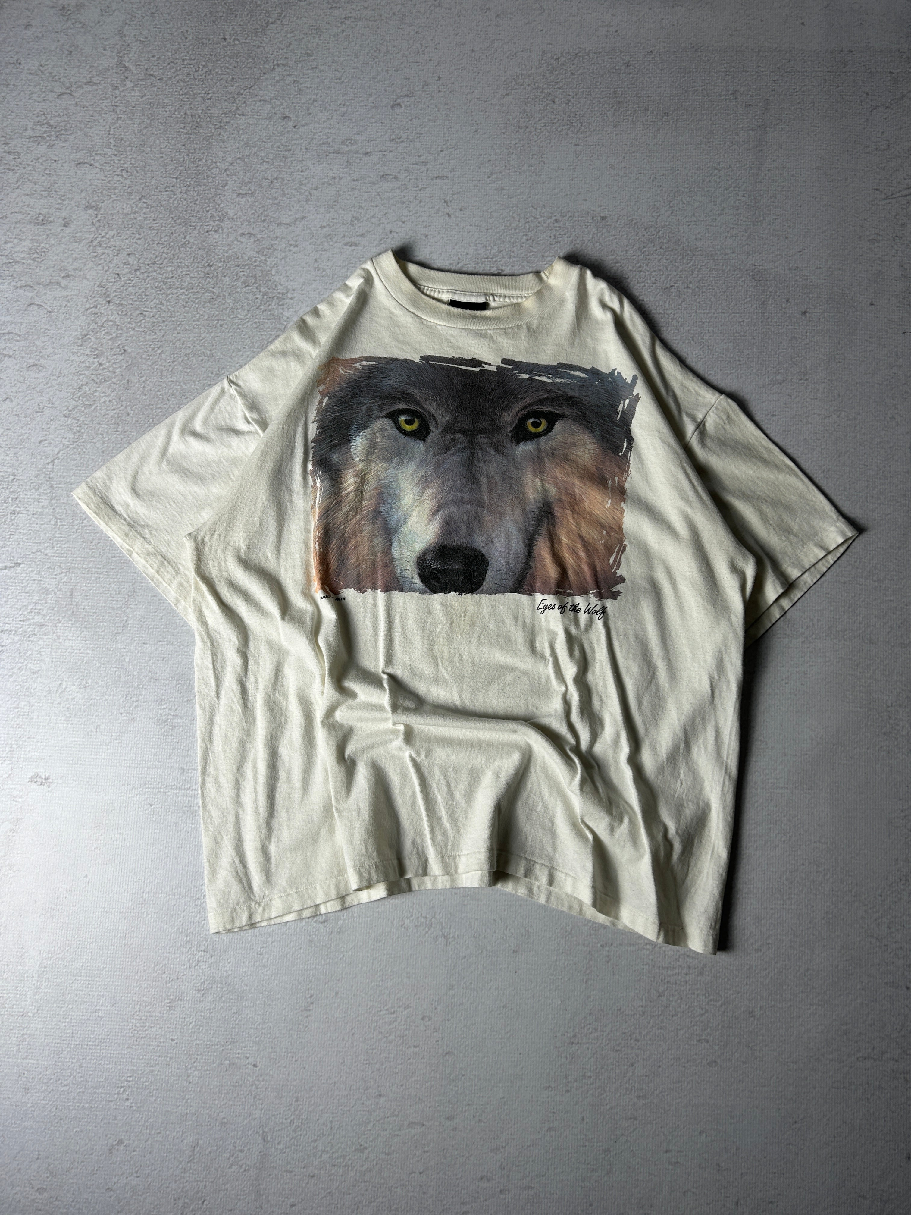 Vintage 90s Animal Print Wolf T-Shirt - Men's XL