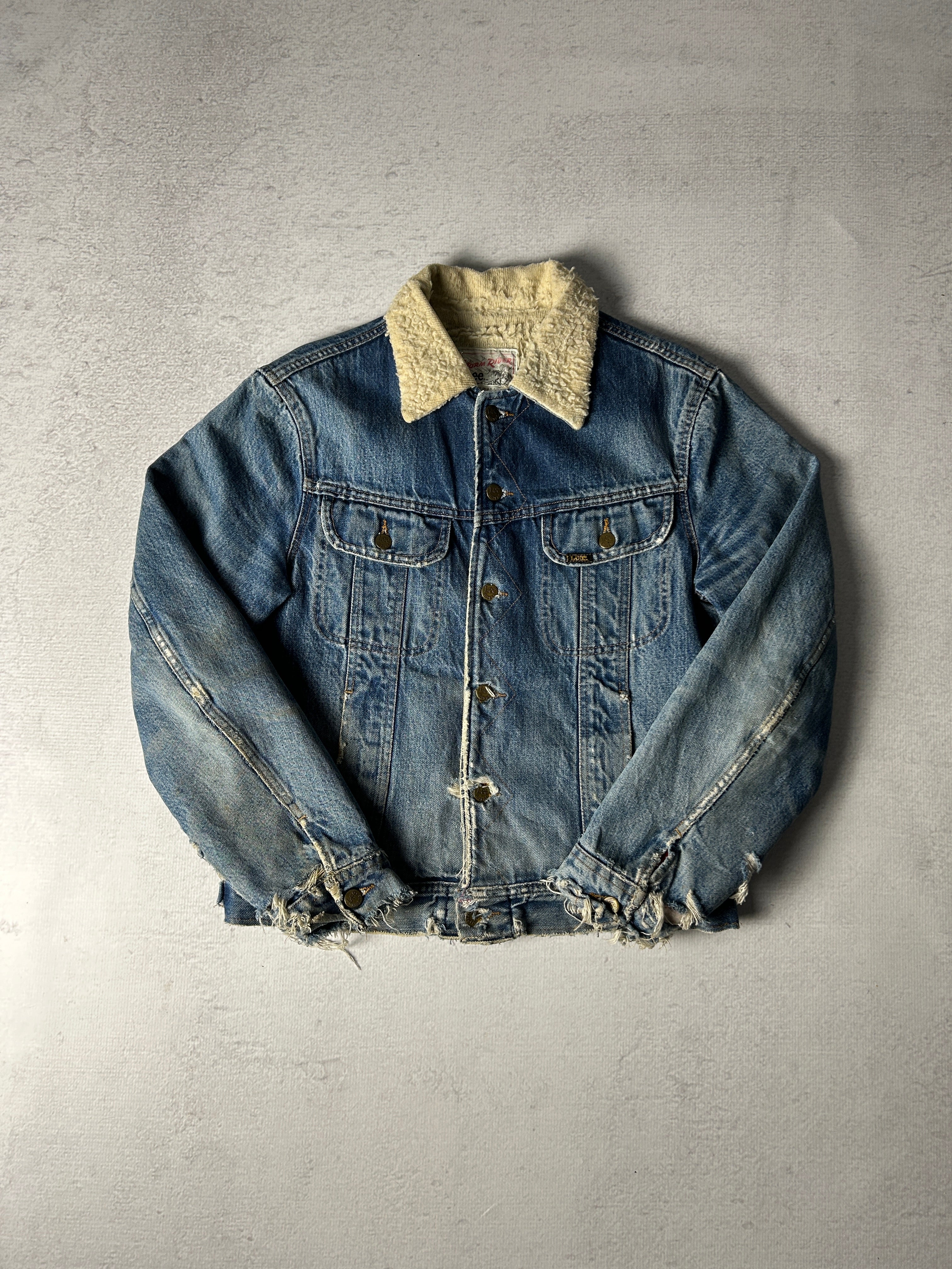 Vintage Lee Sherpa Lined Denim Jacket - Men's Medium