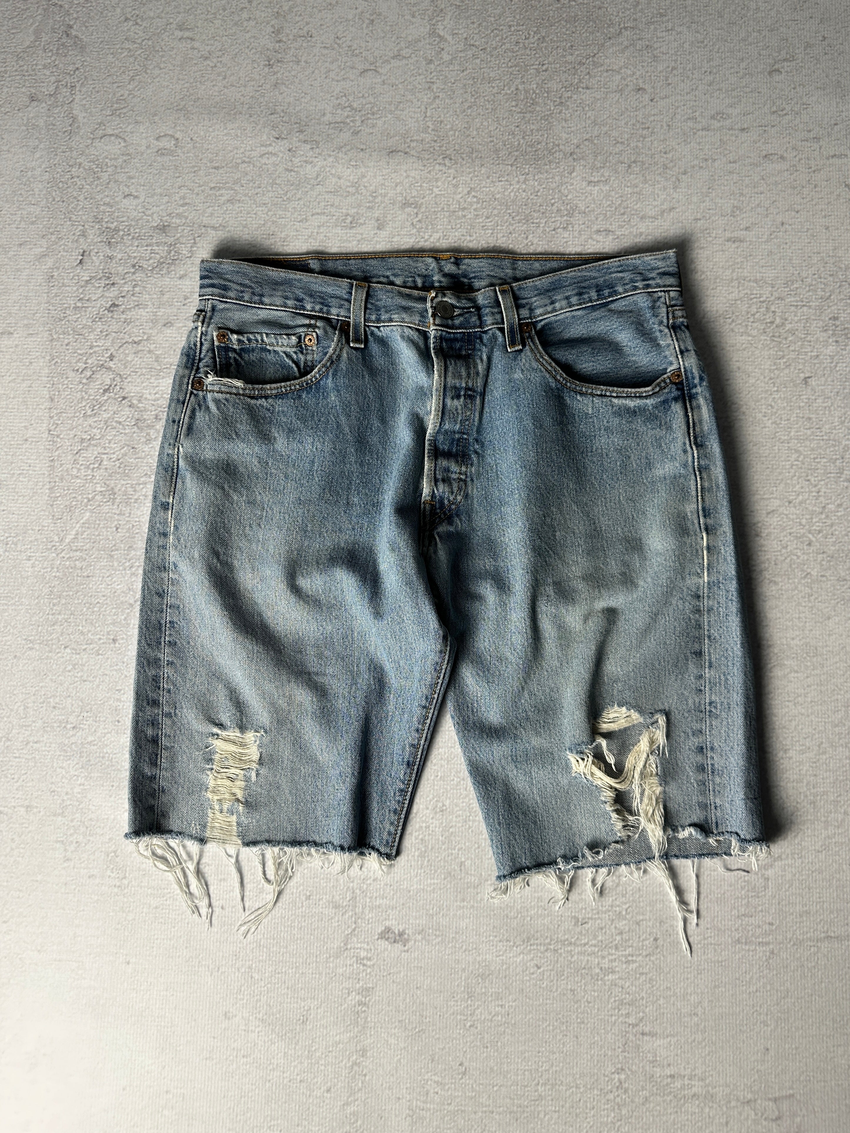 Vintage Levis 501 Distressed Jean Shorts - Men's 32W11L