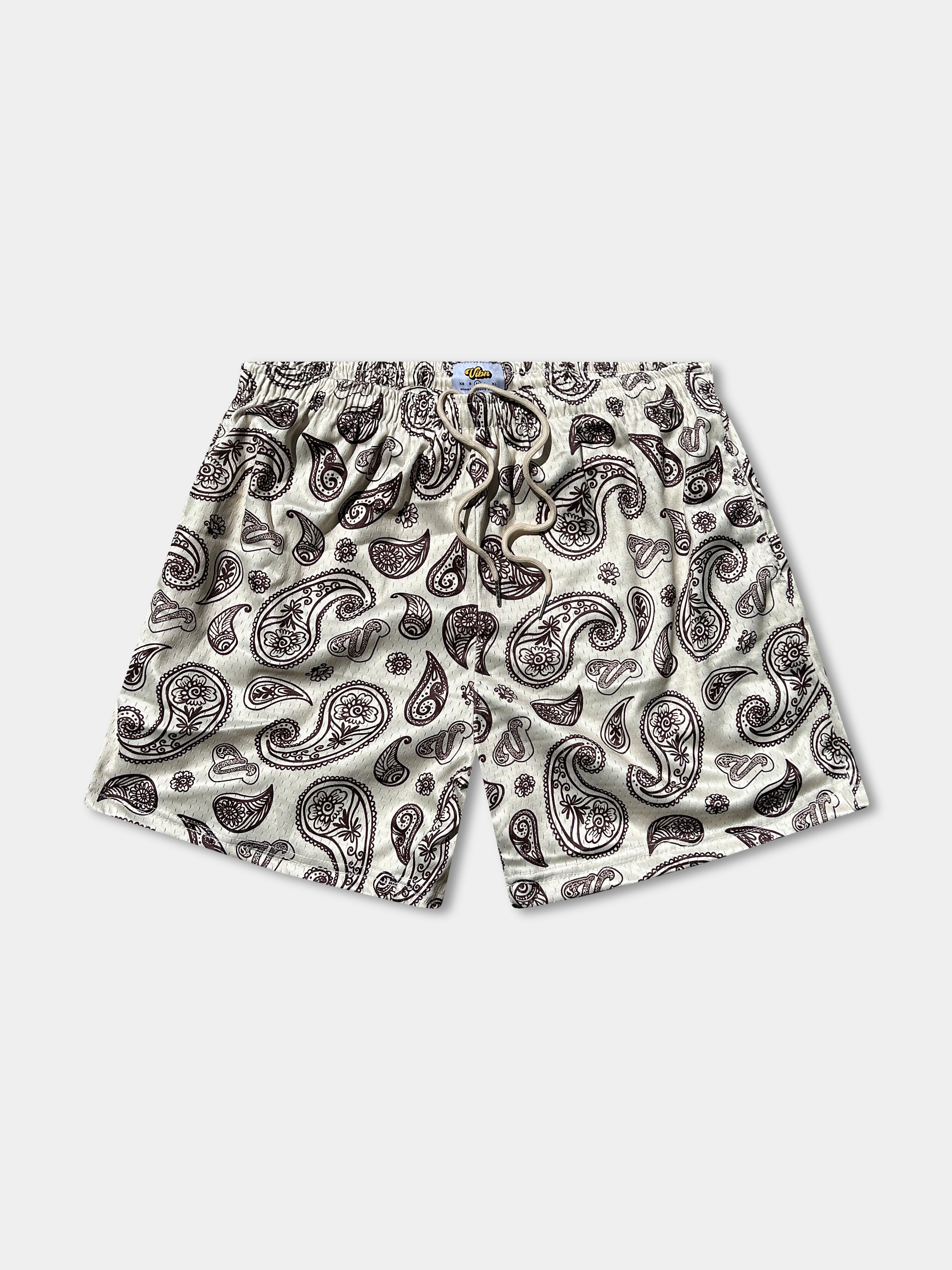 Vibn Paisley Heavyweight Mesh Shorts - Ivory