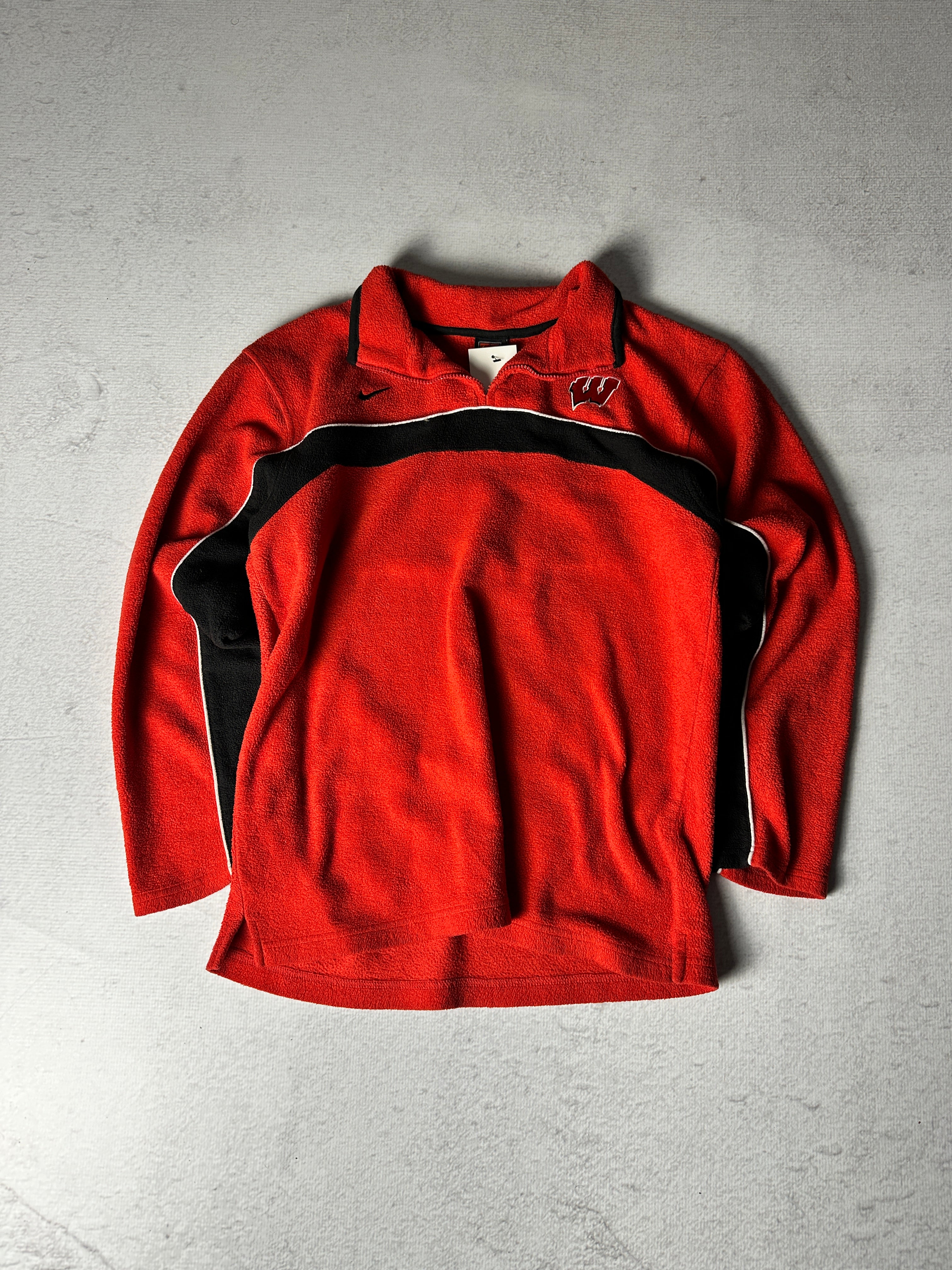 Vintage NCAA Wisconsin Badgers 1/4 Zip Fleece Sweatshirt - Men's Small