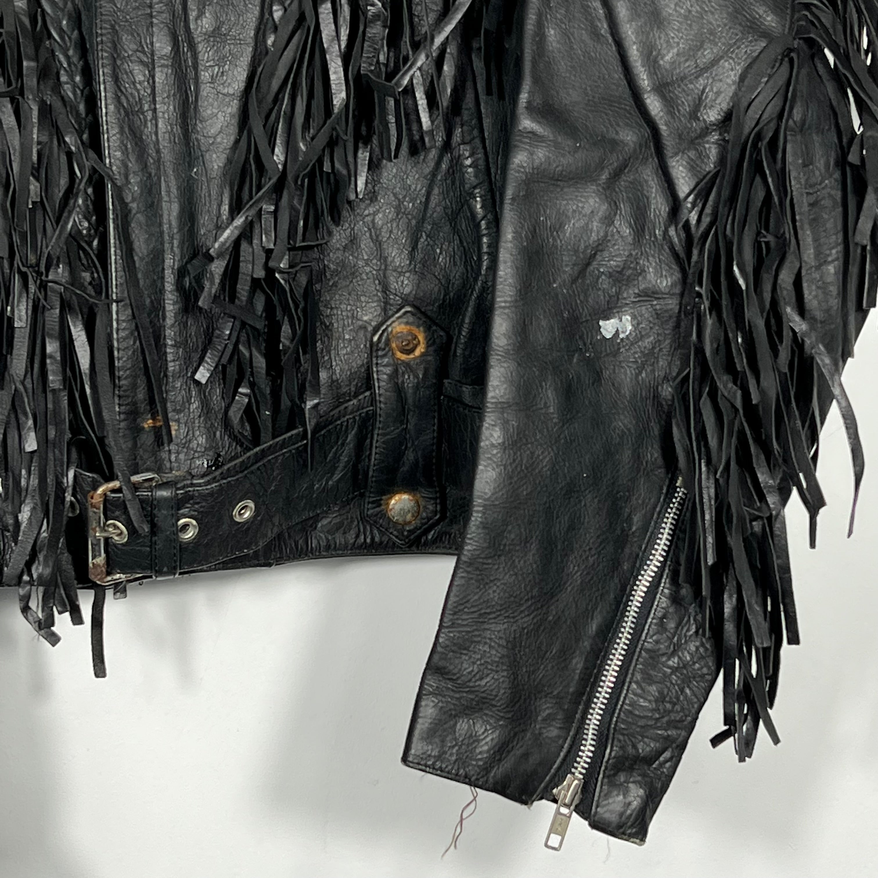 Vintage Fringed Leather Jacket  - Women's Medium
