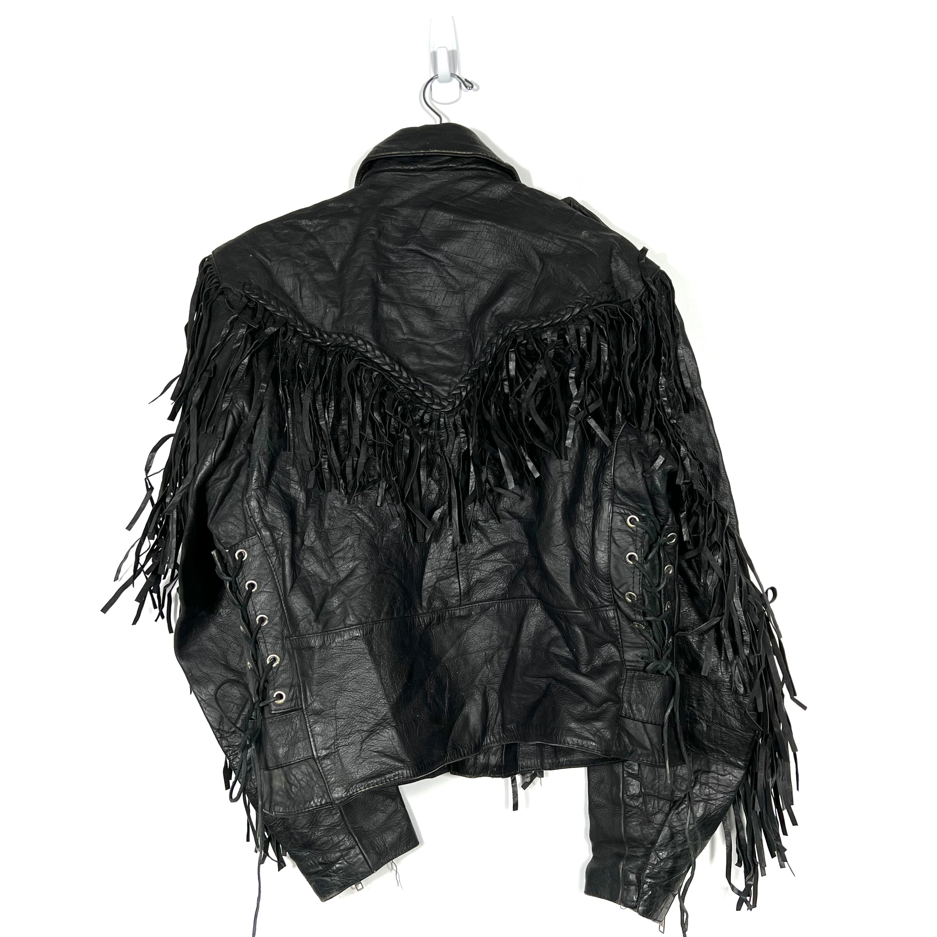 Vintage Fringed Leather Jacket  - Women's Medium