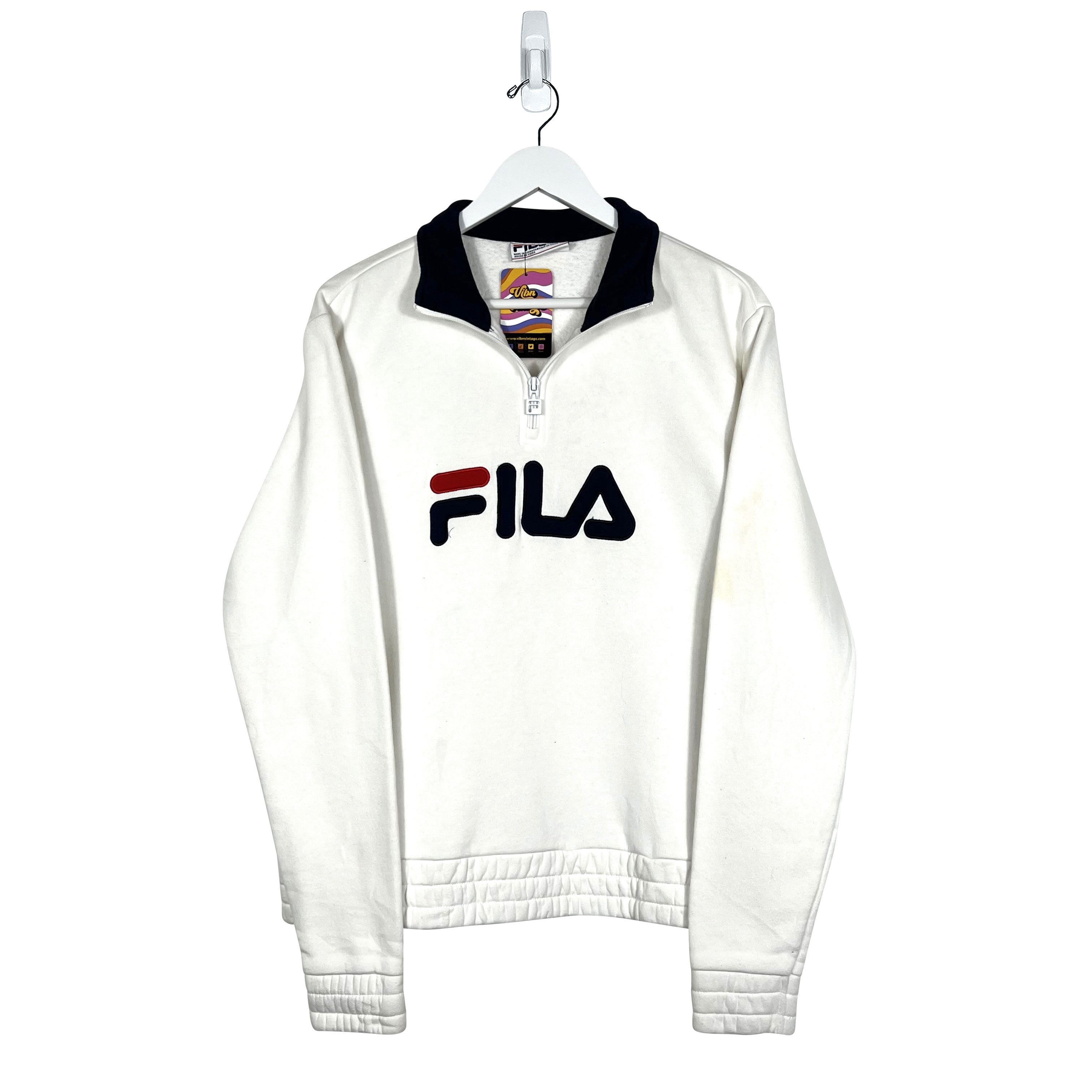 Vintage Fila Spell-Out 1/4 Zip Sweatshirt - Men's Large